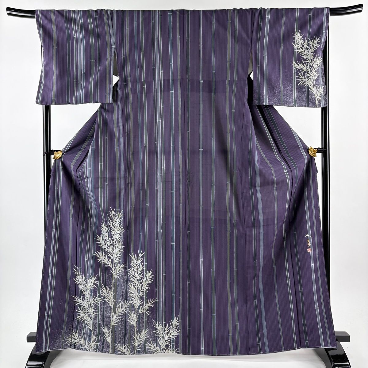 付下げ 身丈166 cm 裄丈68 L 袷 あいはら友子 落款 竹 紫 正絹