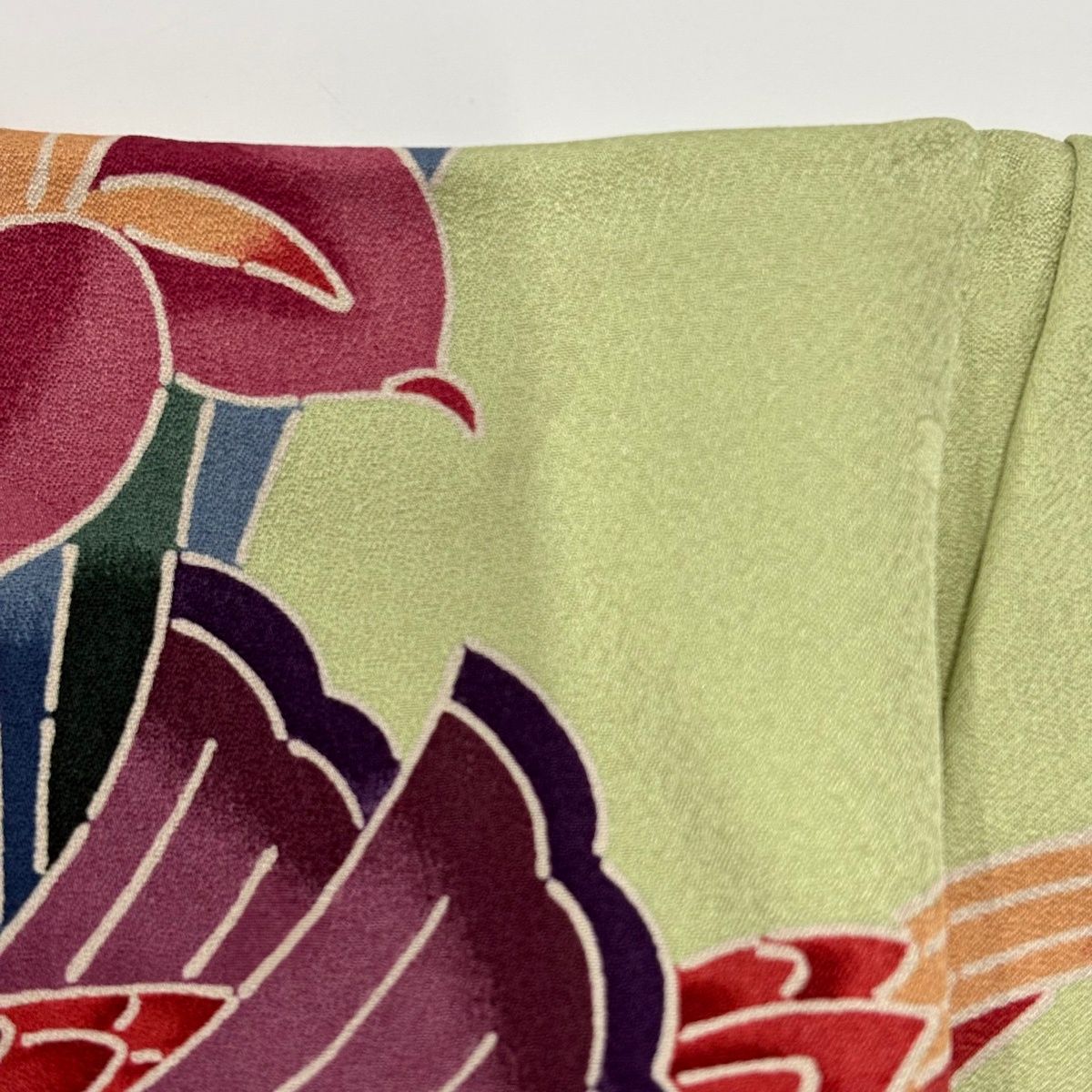  振袖 身丈166 cm 裄丈70 L 袷 牡丹 桜 絞り ぼかし 薄緑 正絹 振袖 着物