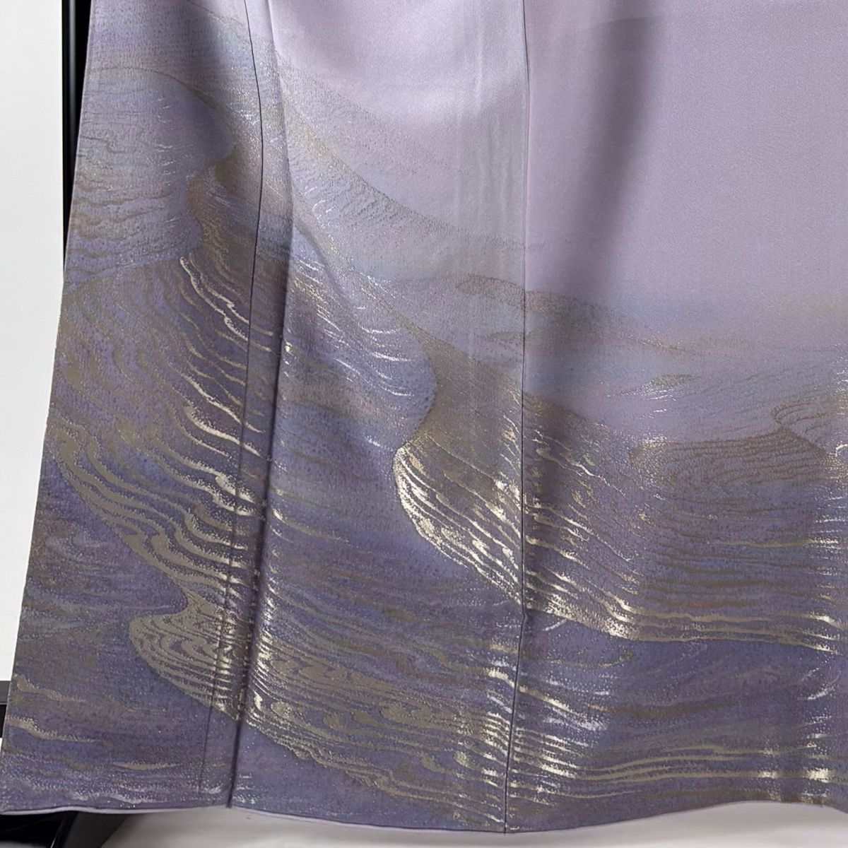 付下げ 身丈165 cm 裄丈66 M 袷 千地泰弘 落款 波 金銀糸 ぼかし 薄紫 正絹 一つ紋