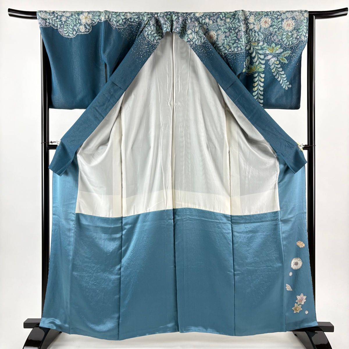  訪問着 身丈162 5 cm 裄丈66 M 袷 吉乃一廉 落款 辻が花 銀通し ぼかし 青緑 正絹 訪問着 付け下げ 着物