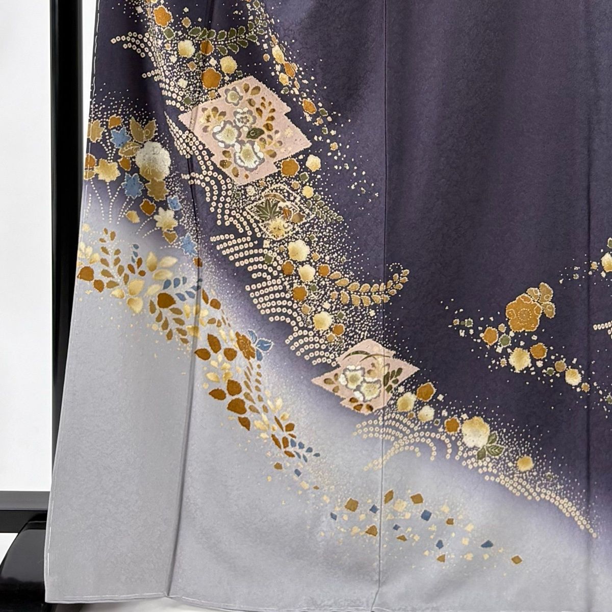 訪問着 身丈167 cm 裄丈70 L 袷 草花 源氏香 ぼかし 灰紫 正絹 秀品