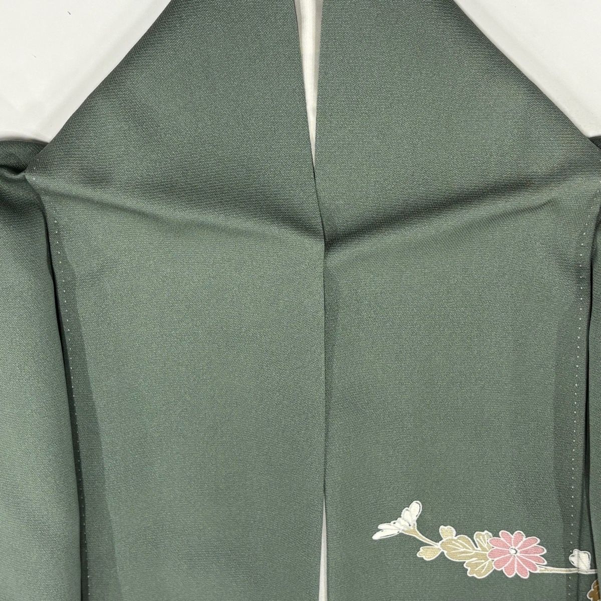 訪問着 身丈160 cm 裄丈64 5 M 袷 色紙 貝桶 金糸 金彩 灰緑 正絹 秀品 訪問着 付け下げ 着物