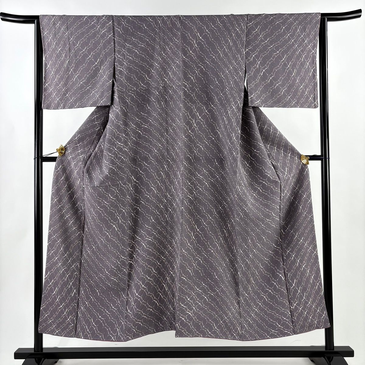 小紋 身丈151 cm 裄丈64 M 袷 幾何学模様 薄紫 正絹 秀品