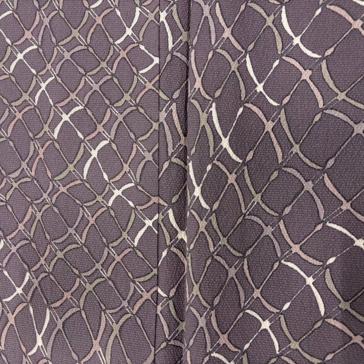  小紋 身丈151 cm 裄丈64 M 袷 幾何学模様 薄紫 正絹 秀品 小紋 着物