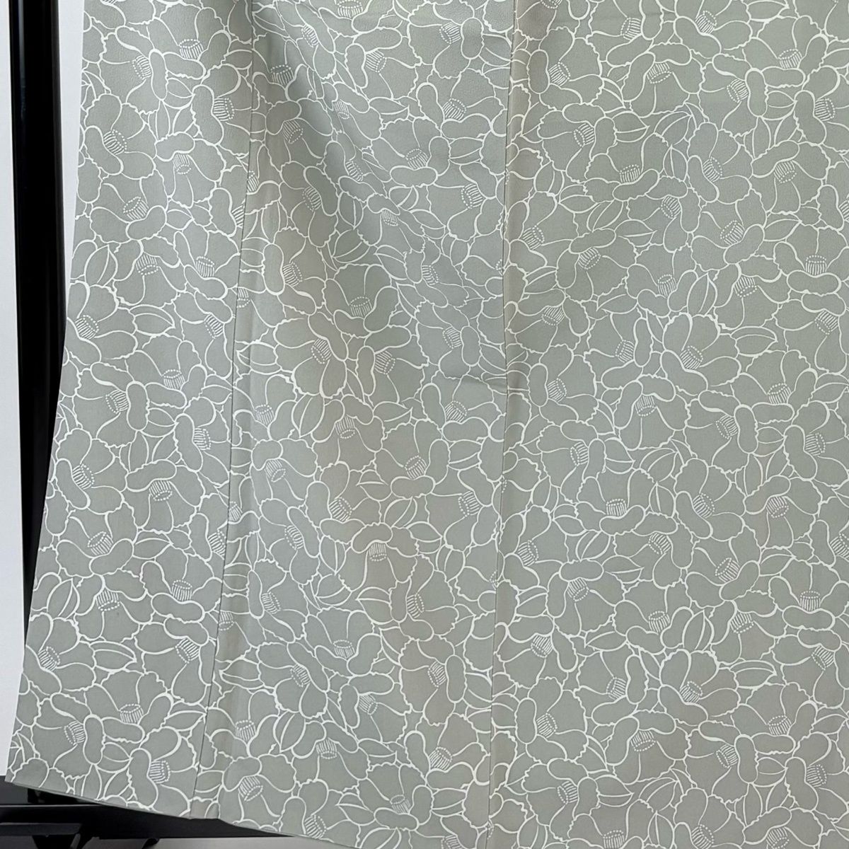 小紋 身丈162 cm 裄丈63 S 袷 椿 灰緑 正絹 秀品