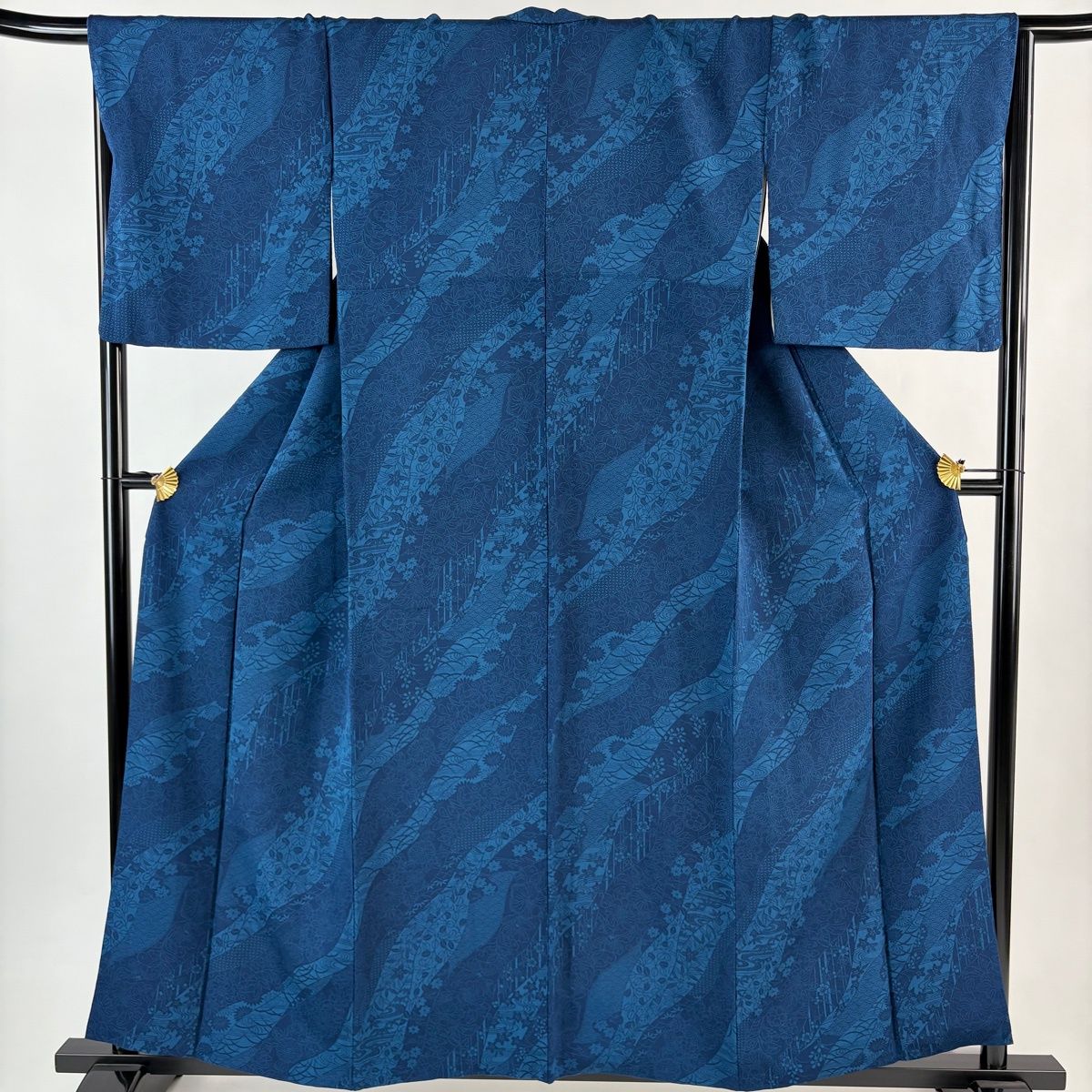 レディース 小紋 更紗模様 藍 身丈157 美品