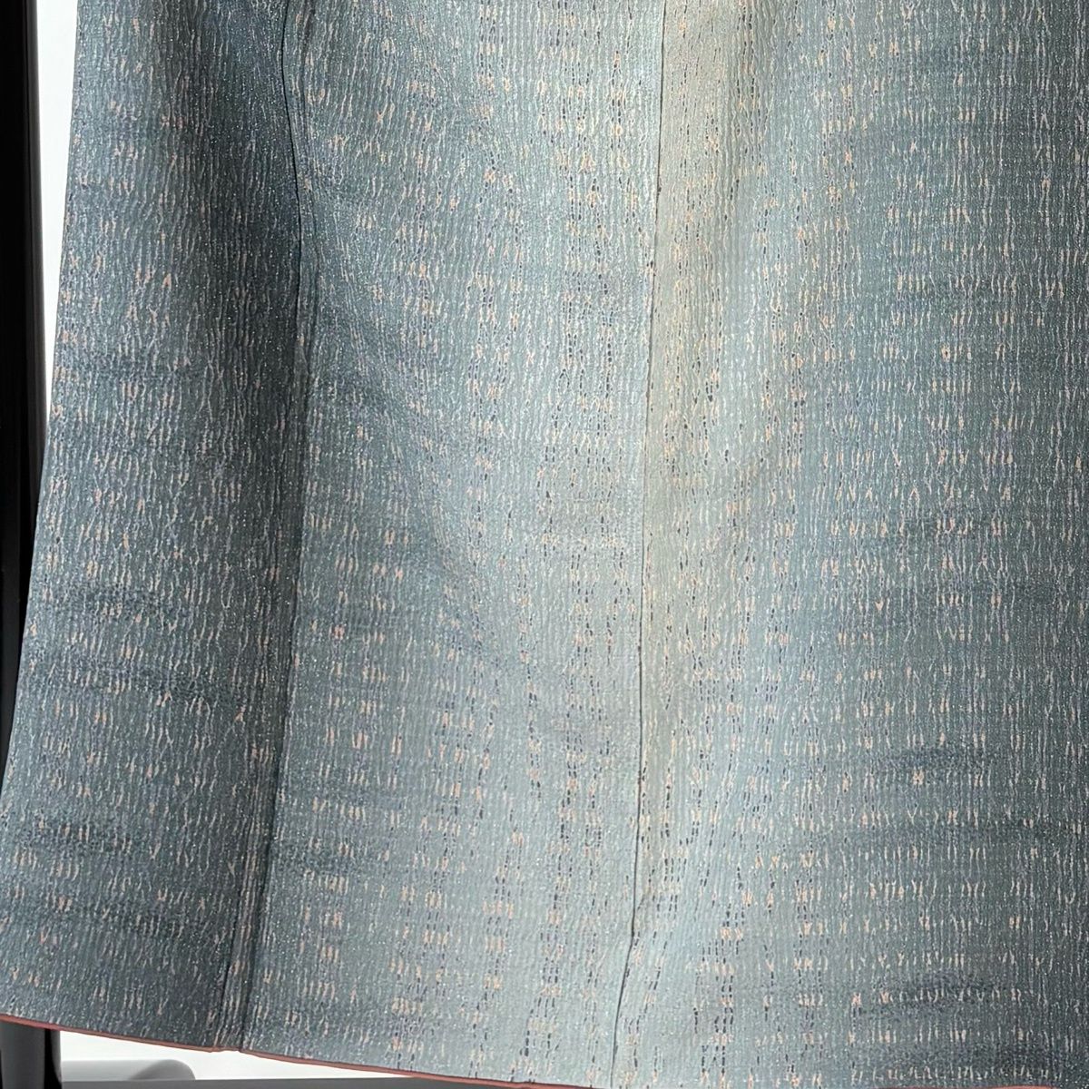 小紋 身丈155 cm 裄丈63.5 S 袷 幾何学模様 金通し 絞り 灰緑 正絹 秀品