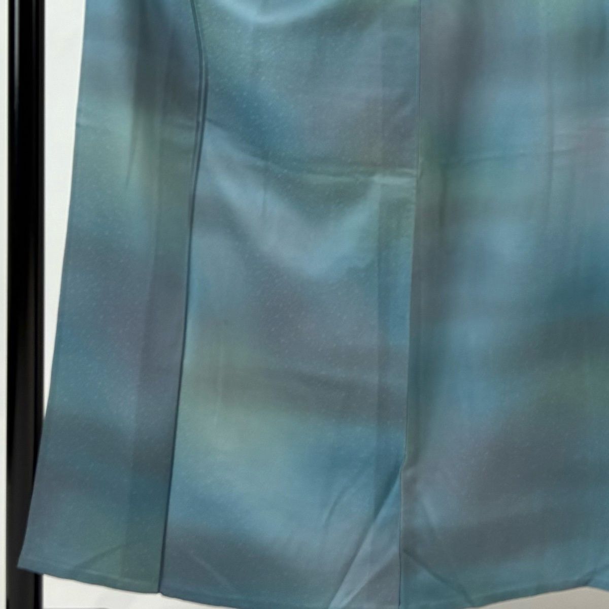 小紋 身丈153.5 cm 裄丈65 M 単衣 地紋 ぼかし 青緑 正絹 秀品