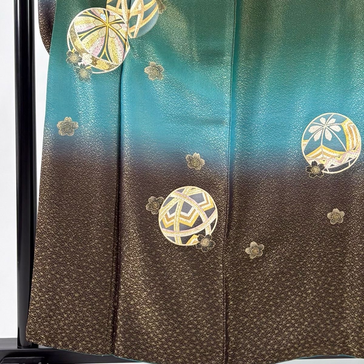 振袖 身丈158 cm 裄丈63 S 袷 鞠 桜 金通し 螺鈿 緑 正絹 秀品