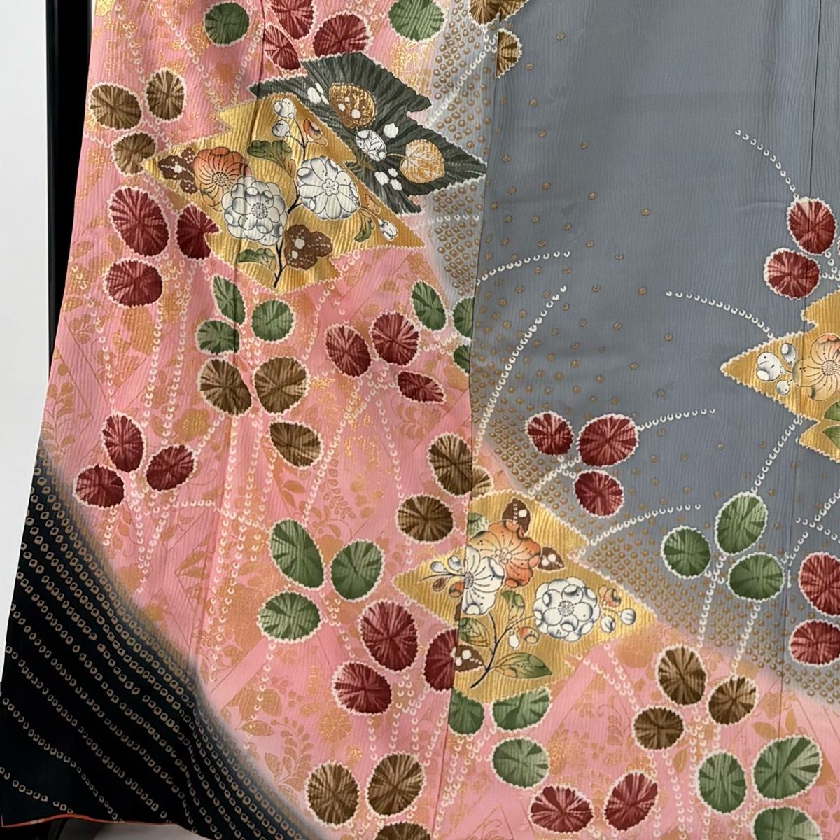 振袖 身丈168.5 cm 裄丈67 M 袷 辻が花柄 幾何学模様 金彩 ピンク 正絹 秀品