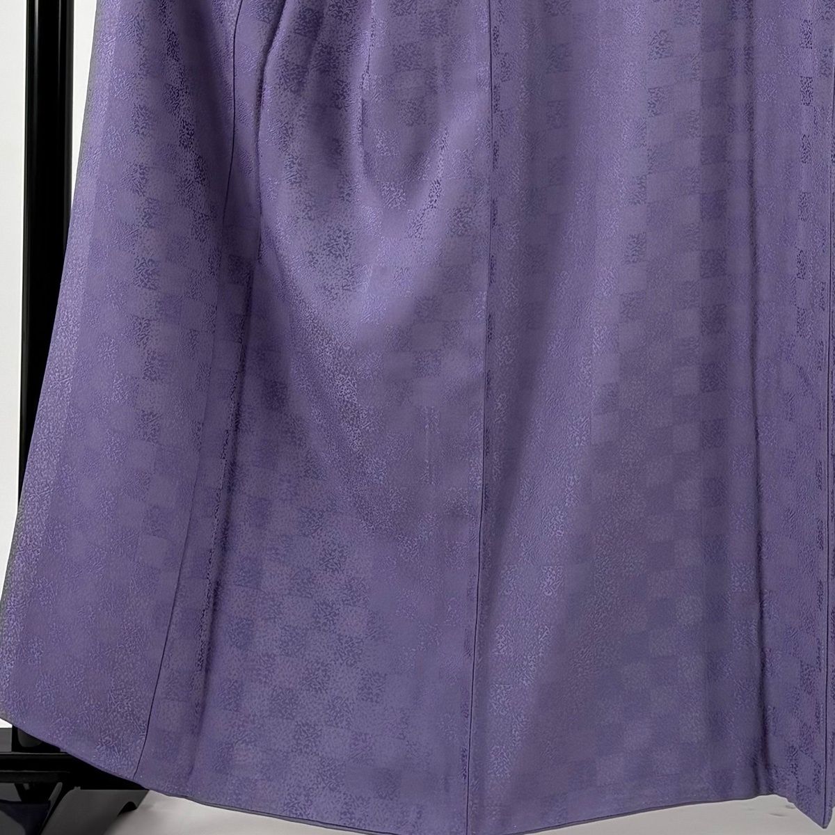 色無地 身丈158.5 cm 裄丈65 M 袷 落款 地紋 紫 正絹 秀品 一つ紋