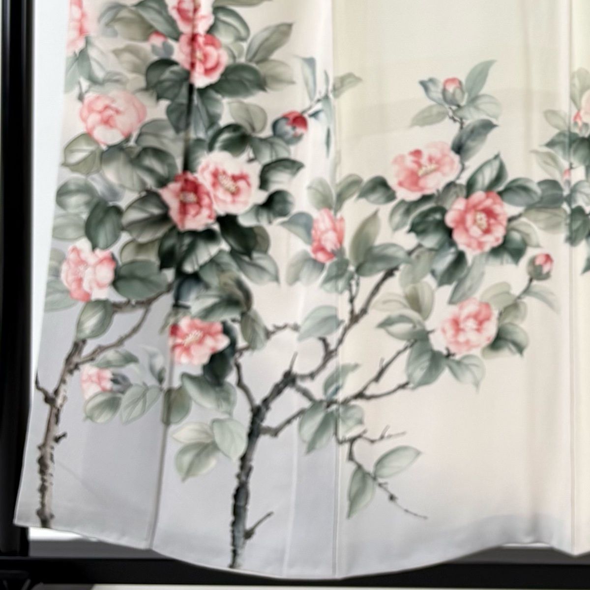 訪問着 身丈155.5 cm 裄丈64.5 M 袷 二代目清次郎 落款 椿 染め分け 薄ピンク 正絹 秀品