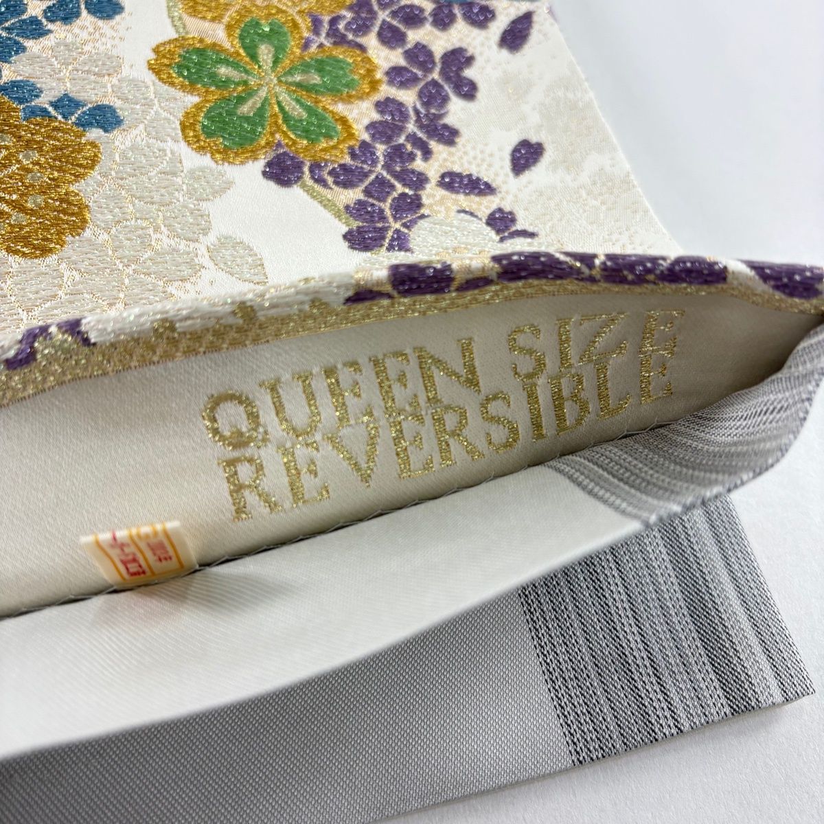 美品】 袋帯 秀品 桜 桜の花びら 金銀糸 箔 クリーム 六通 正絹 【中古