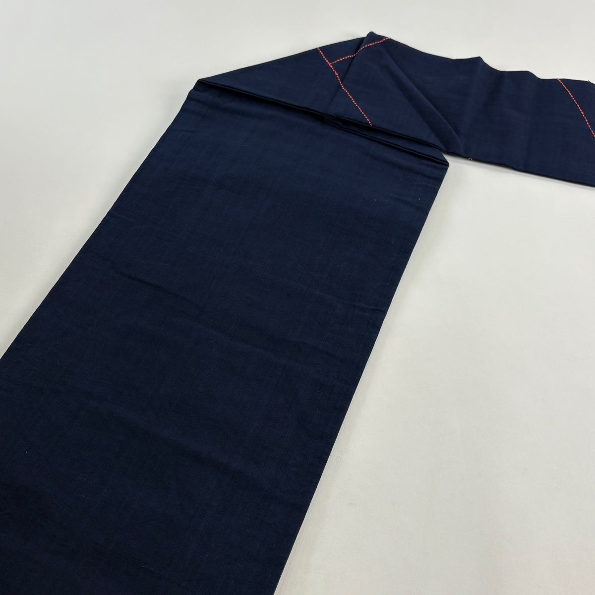  名古屋帯 秀品 七宝繋ぎ 麻の葉 刺し子刺繍 紺色 正絹 名古屋帯 帯