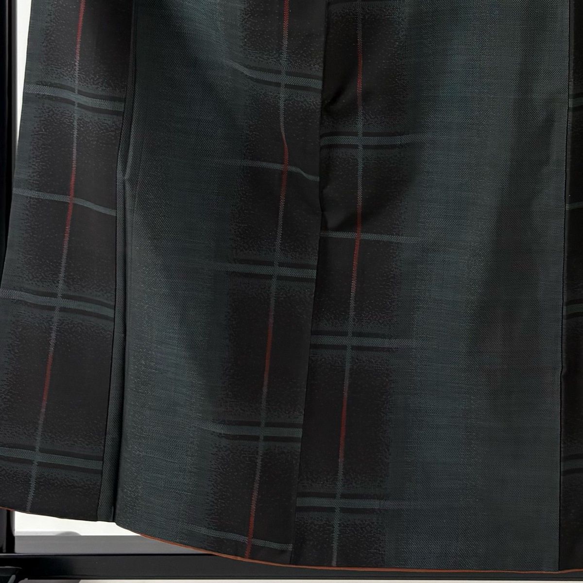 紬 身丈158 cm 裄丈64 M 袷 名古屋帯セット 格子 墨色 正絹 秀品