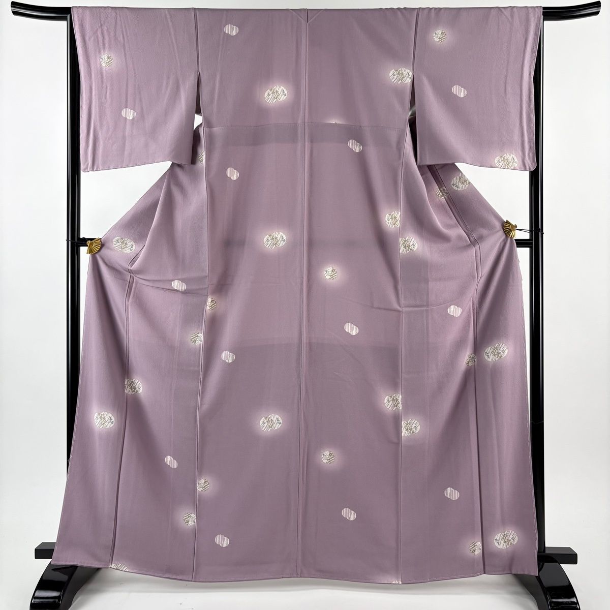 小紋 身丈165.5cm 裄丈65cm M 袷 名古屋帯セット 丸文 竹縞 ぼかし