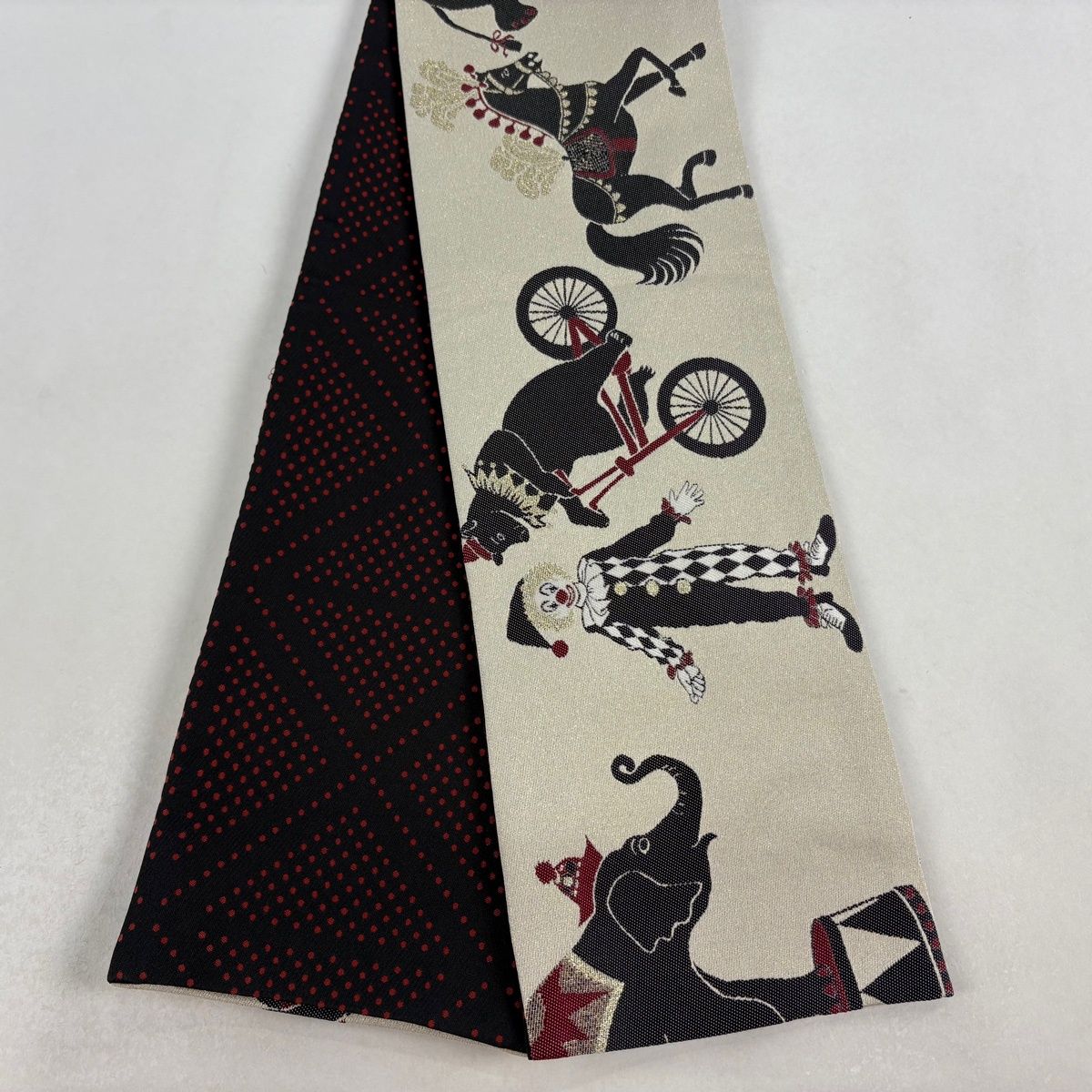 半幅帯 優品 ピエロ 象 金糸 箔 ベージュ 化繊