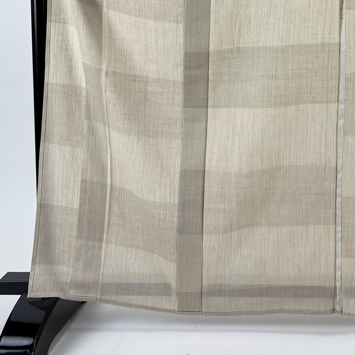 結城紬 身丈167.5 cm 裄丈70 L 薄物 本場結城紬 証紙 段縞 ベージュ 正絹