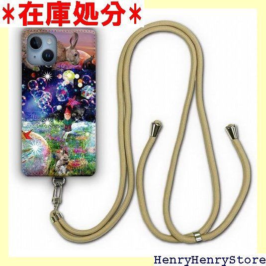 ス ScoLar デザイン iPhone 14 ケース スマホショルダー アイフォン14 スマホケース ショルダーストラップ ショルダーケース スマホストラップ カバー スマホカバー メルヘン ウサギ タヌキ 小人 かわい ド 924