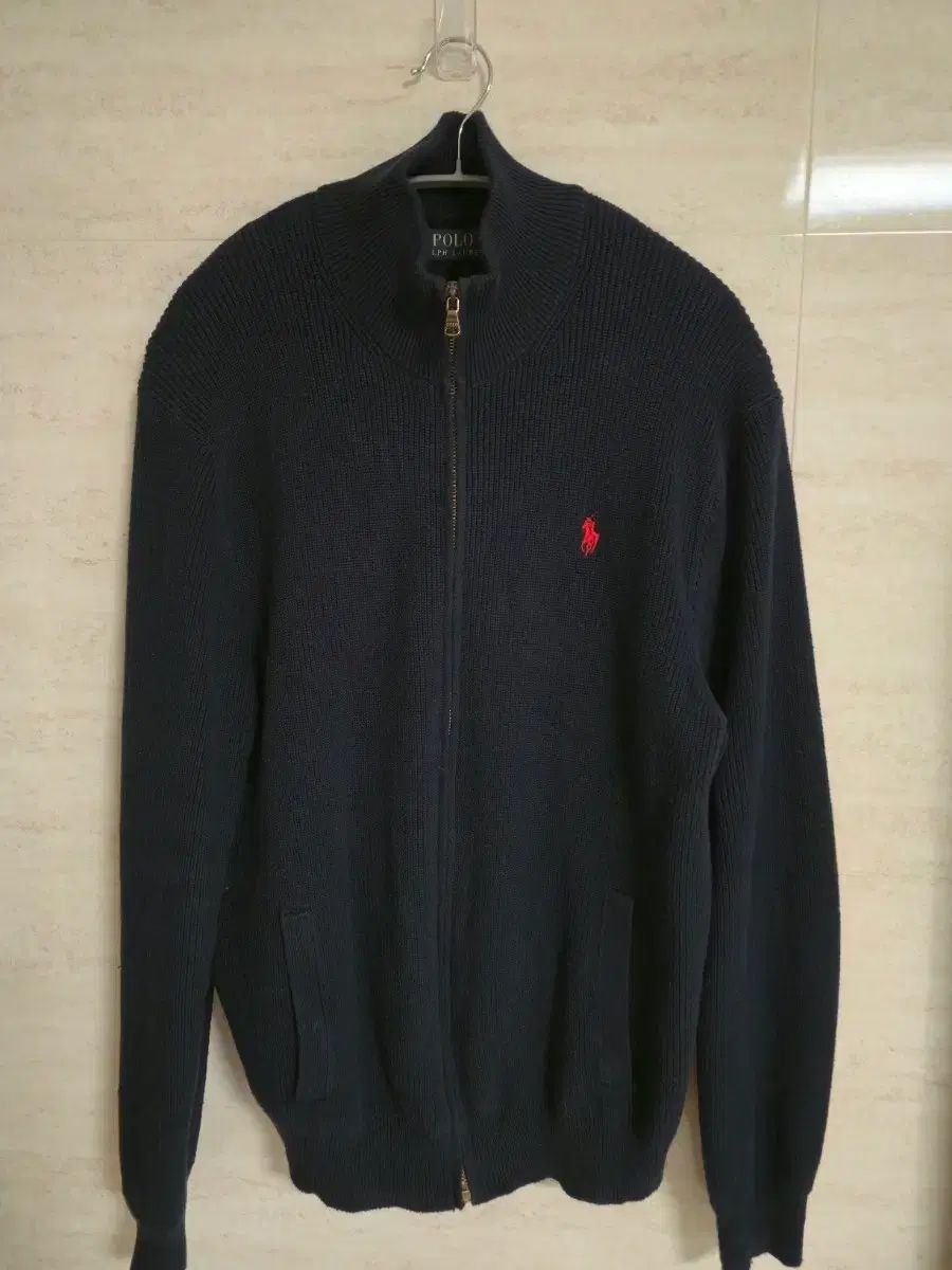 ポロラルフローレン ネイビー ニット ジップアップ カーディガン L
