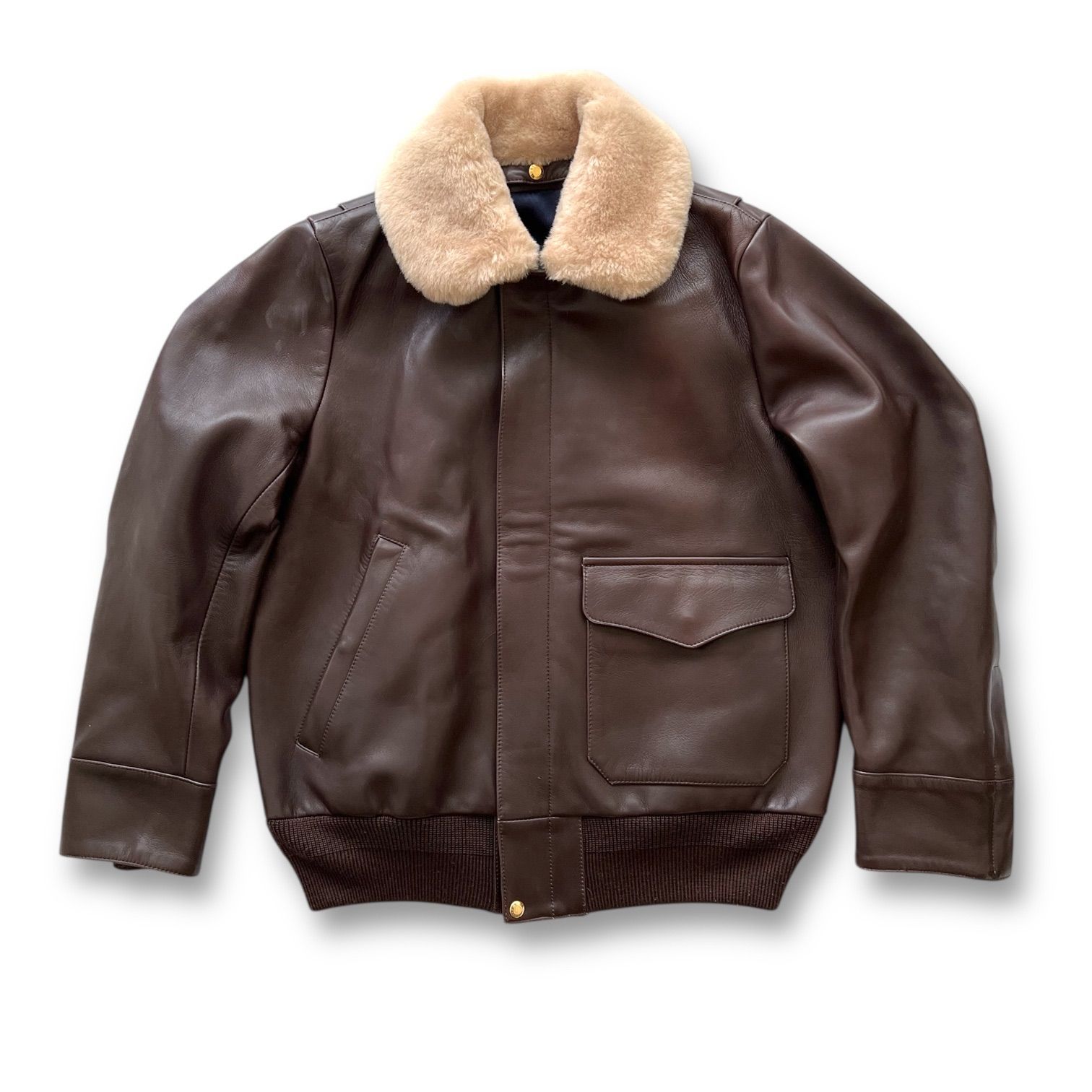 Drawer ドゥロワー lamb leather jacket ラムレザー襟ムートンジャケット