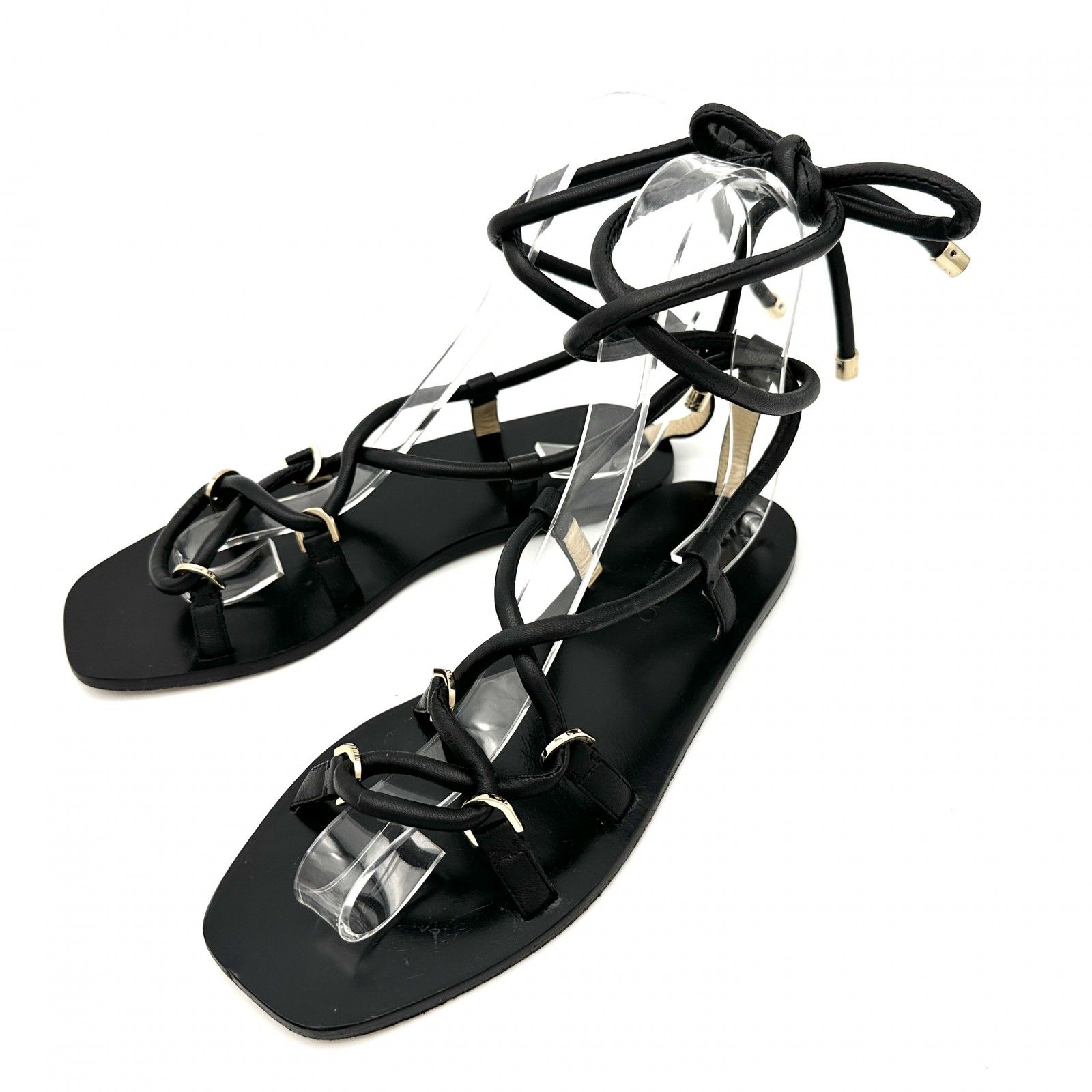 JIMMY CHOO サンダル 編み上げ チューブ ブラック 1115A - メルカリ