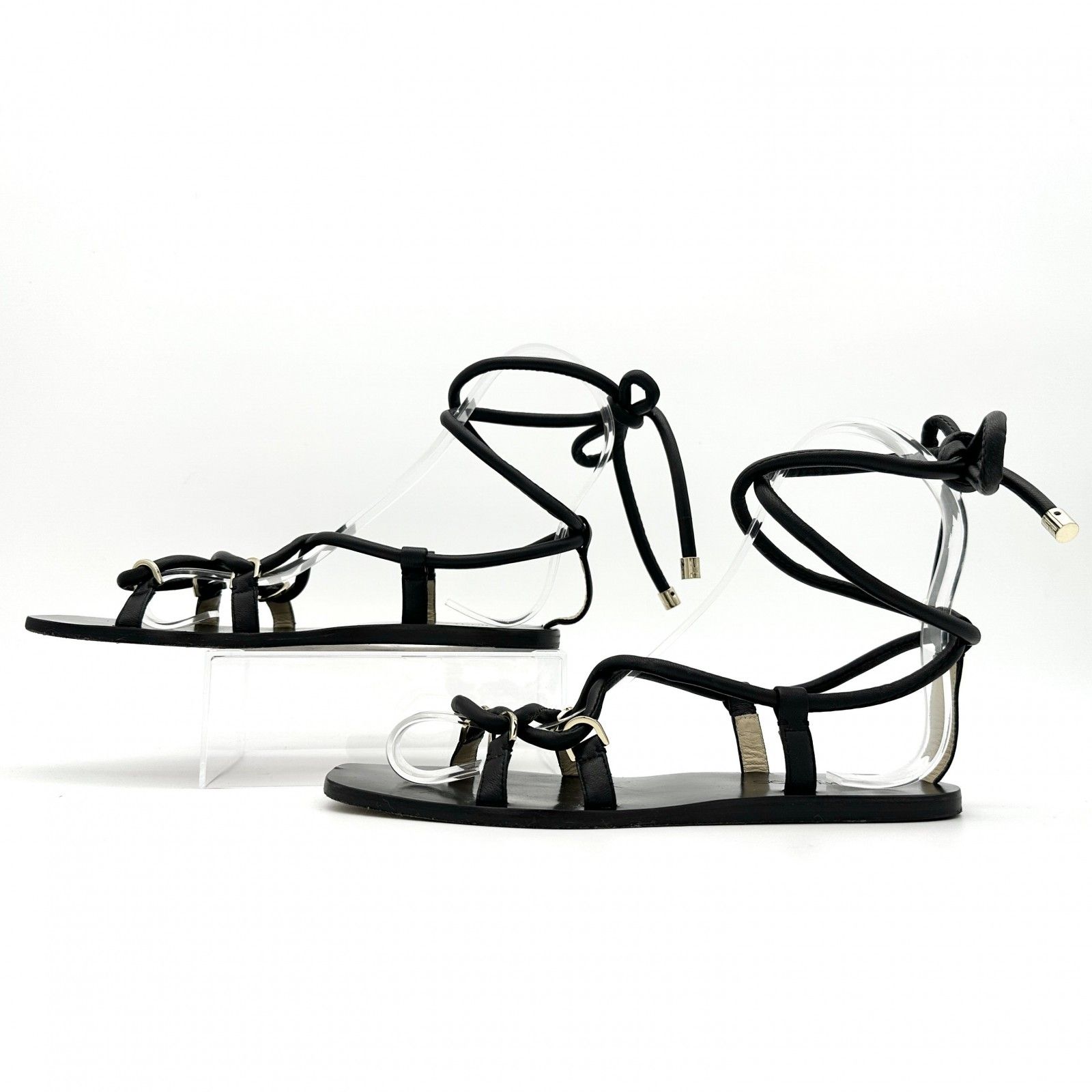 JIMMY CHOO サンダル 編み上げ チューブ ブラック 1115A - メルカリ