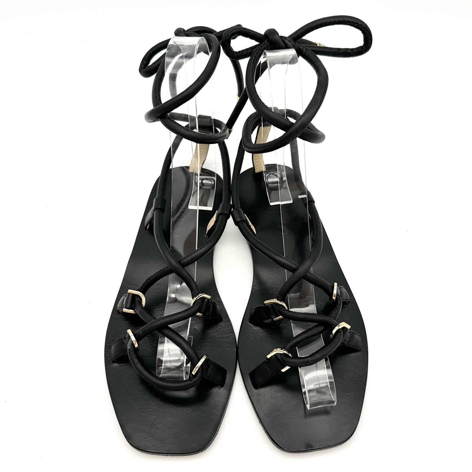 JIMMY CHOO サンダル 編み上げ チューブ ブラック 1115A - メルカリ