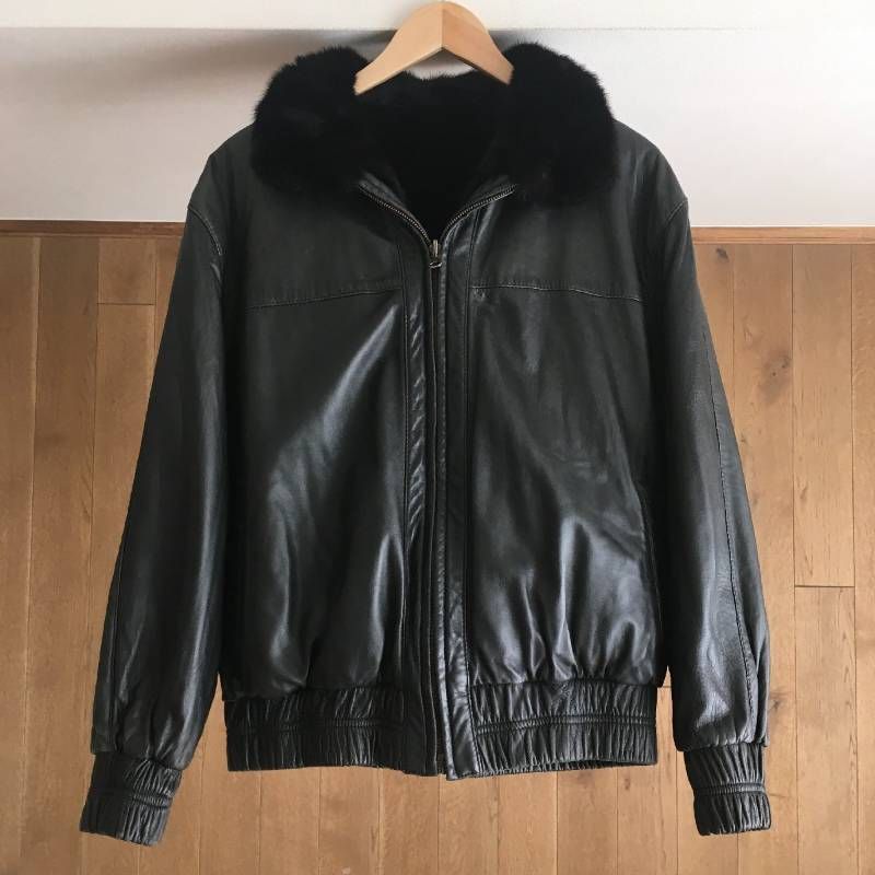 美品 メンズ JINDO リバーシブル ミンク毛皮 ジャケット コートS