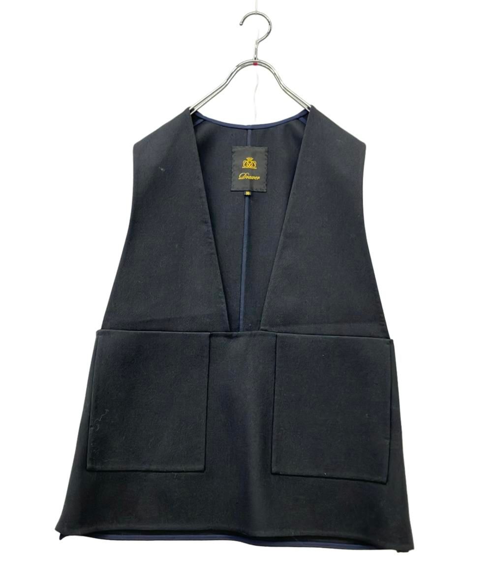美品✨ドゥロワー　ウールケヌキジレ　ベスト ドゥロワー ジレ ベストウールケヌキジレ 38 スクエアVネック 22AW