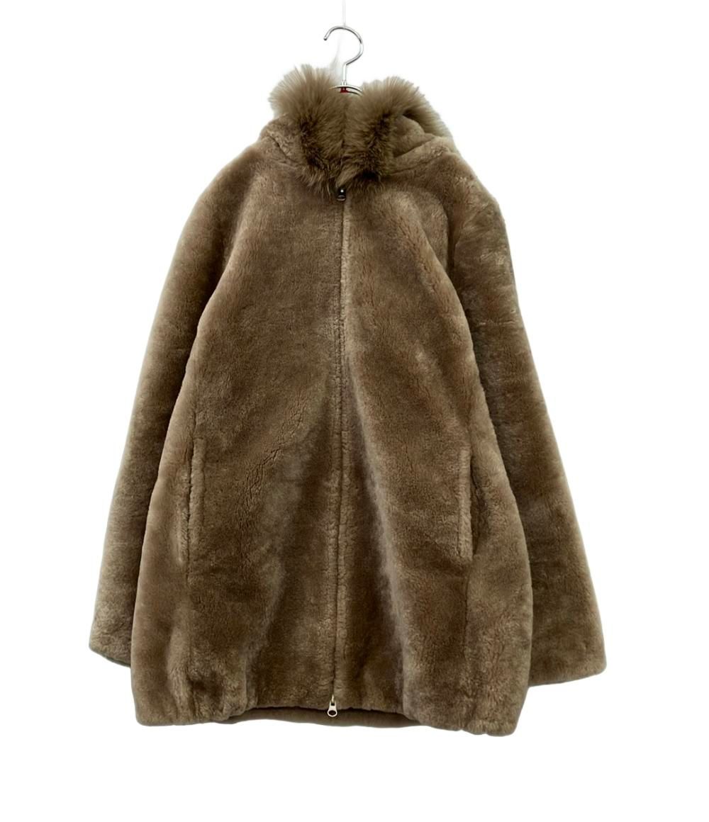 美品 元町ゼラール ムートンコート フード付き 184-2657 レディース