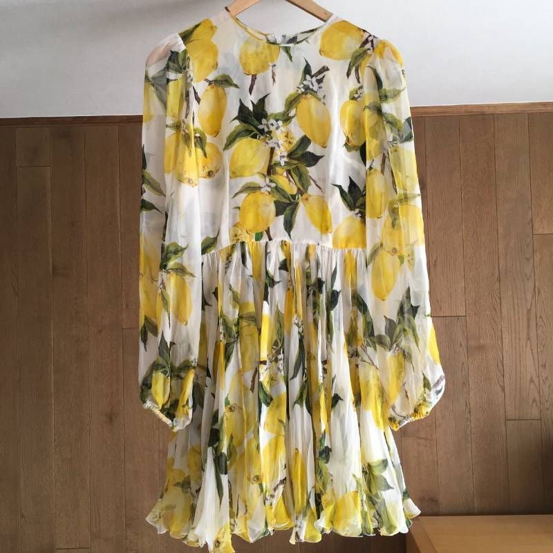 美品 DOLCE & GABBANA ドルチェ＆ガッバーナ レモン シルク ワンピース