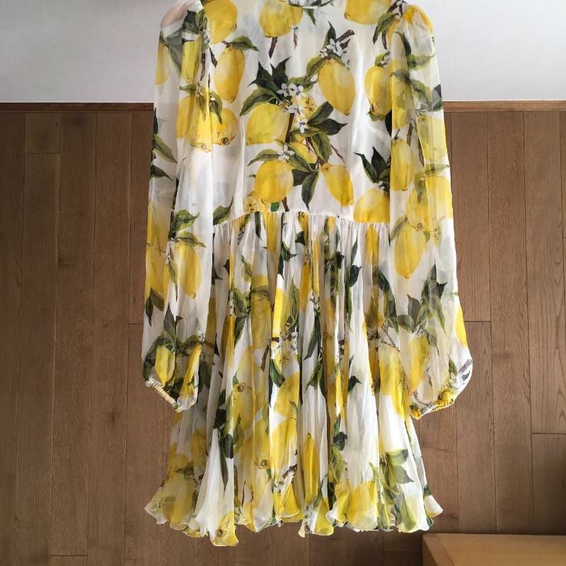 美品 DOLCE & GABBANA ドルチェ＆ガッバーナ レモン シルク ワンピース