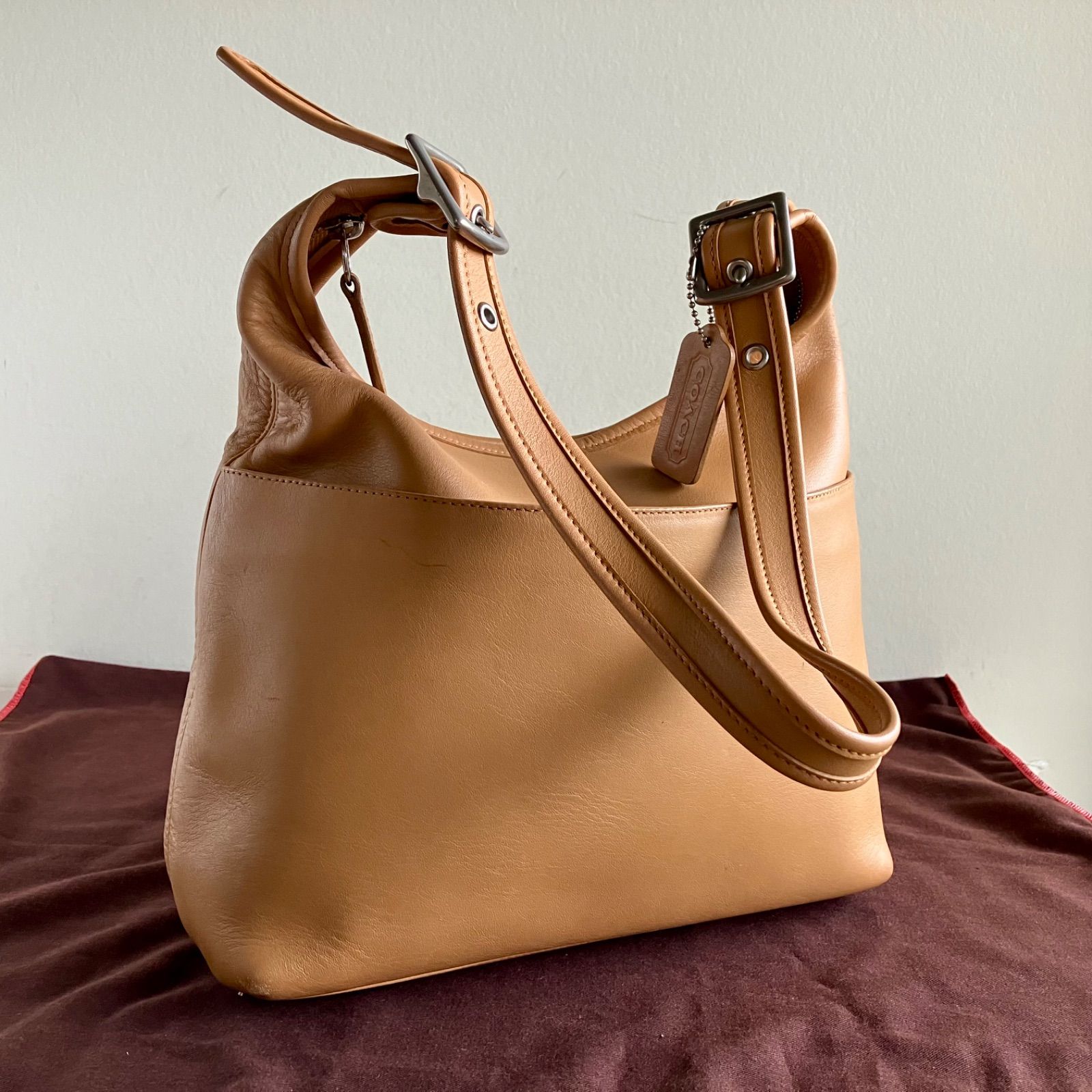 Vintage Coach Legacy Hobo Bag Nickel Camel Leather Shoulder Bag 