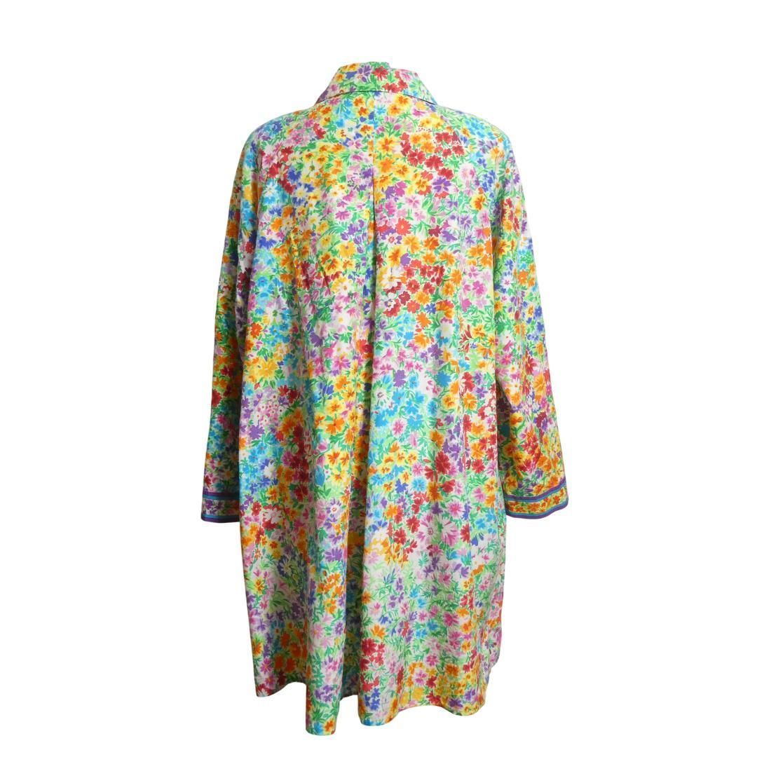 大きいサイズ　LEONARD　総柄　花柄　シルク100％　ロング丈　コート　11 大きいサイズ LEONARD 総柄 花柄 シルク100％ ロング丈 コート 11