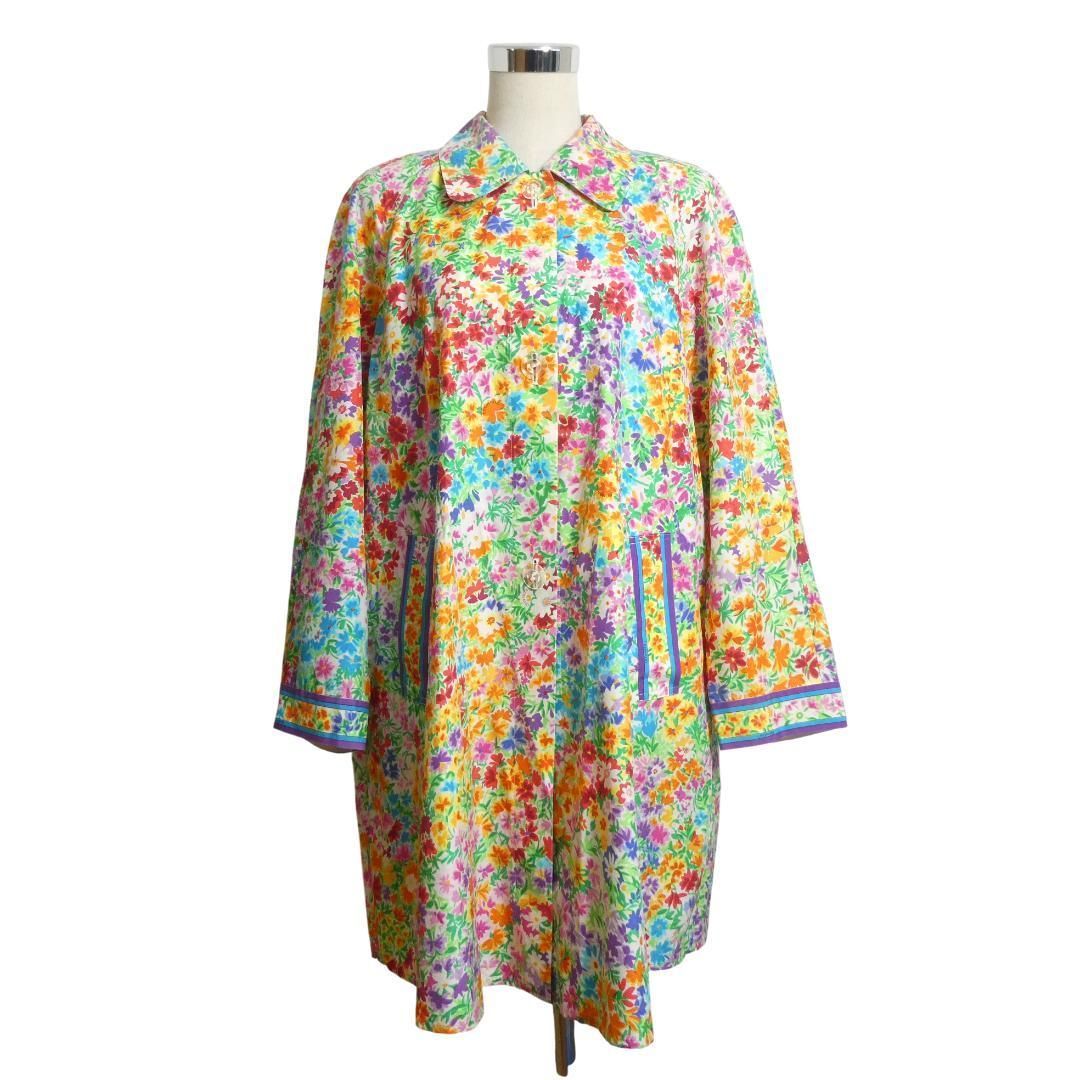 LEONARD*レオナール　コート　スプリング　花柄　大きいサイズ44 美品 LEONARD FASHION レオナールファッション サイズ11AR 花柄 総柄