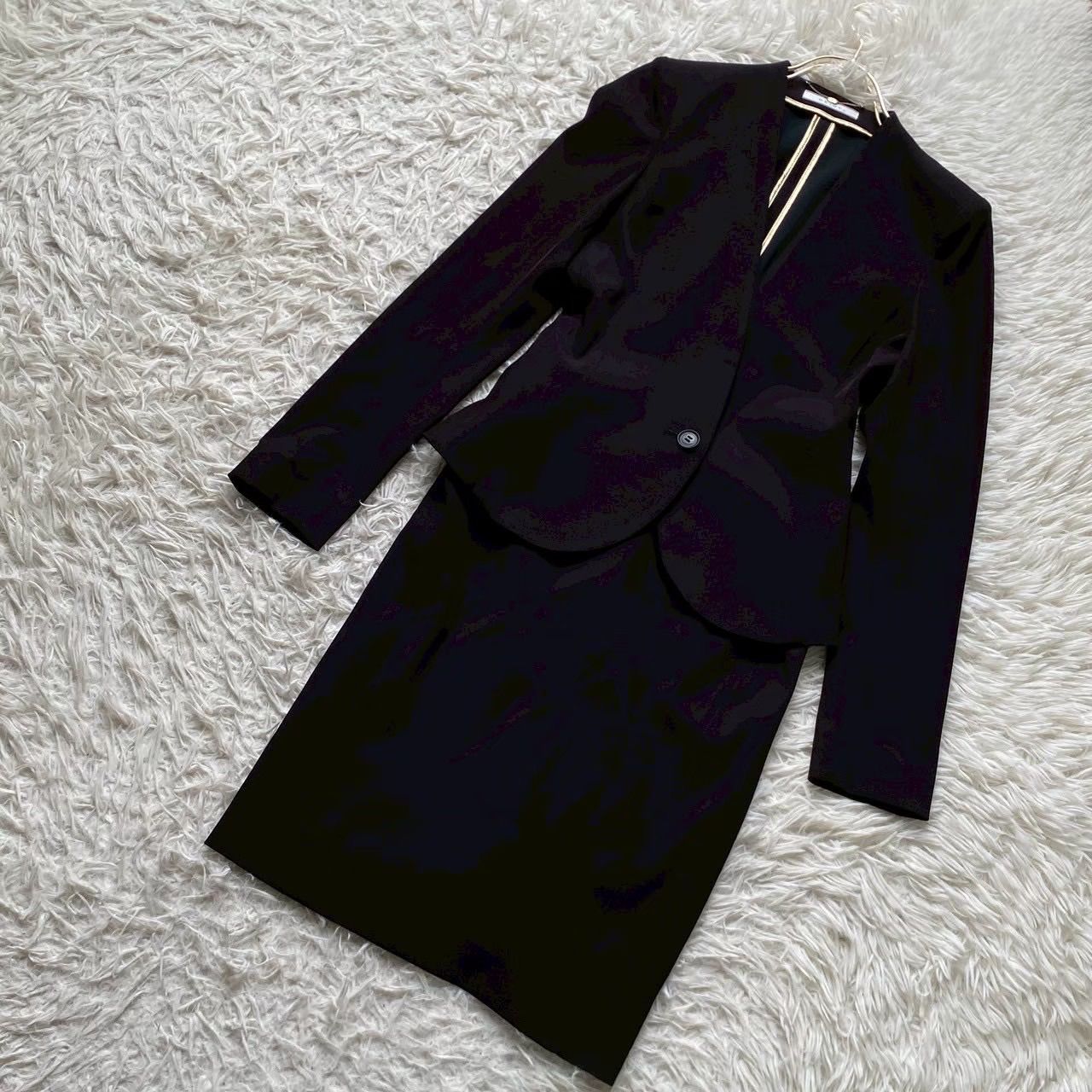 beige セットアップ スカートスーツ ブラック 2 オフィス フォーマル