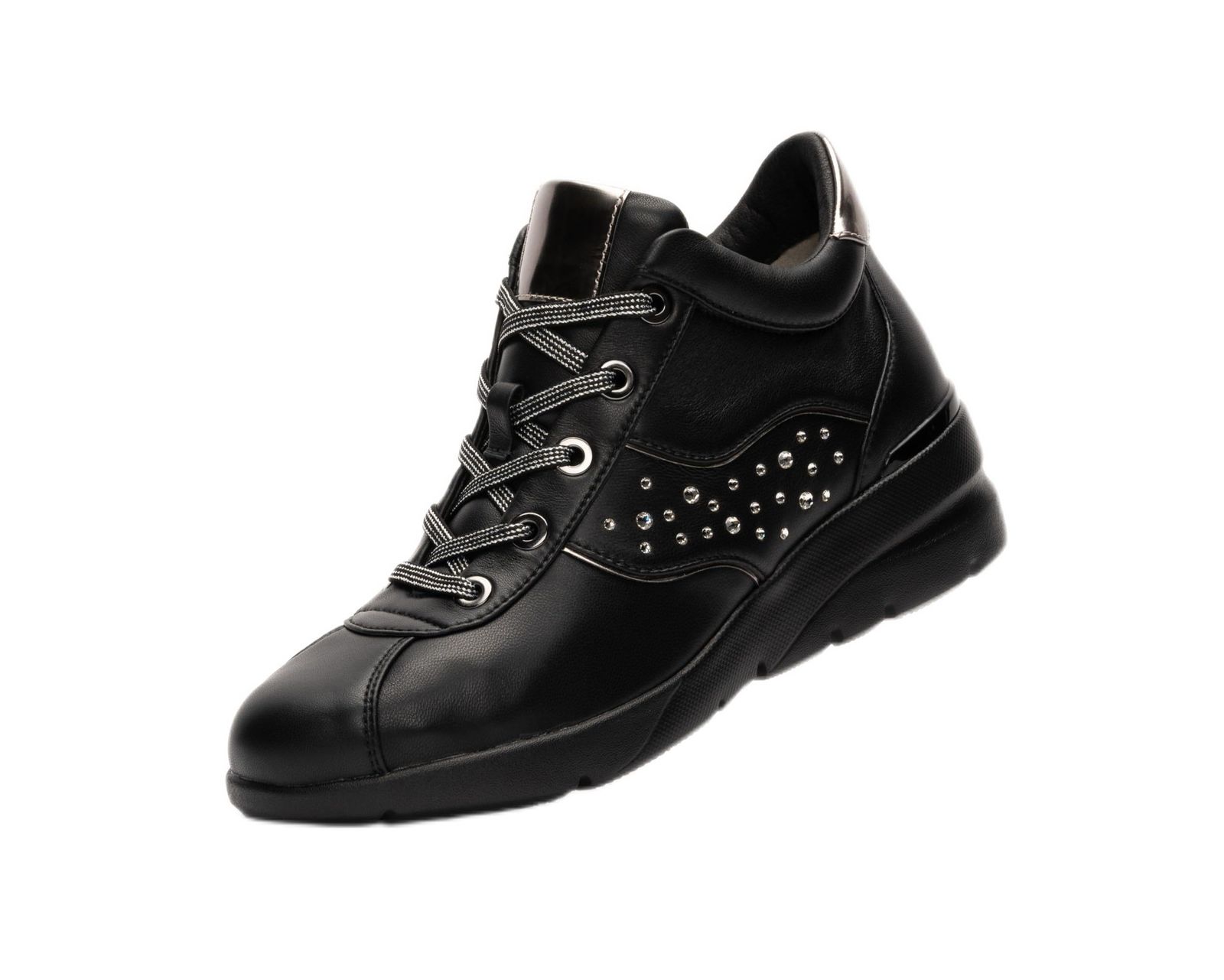 フィットジョイ ブーツ 軽量mid cut クリスタルガラスブーツ レディース FJ 100 BLK 22.5 cm 3 E