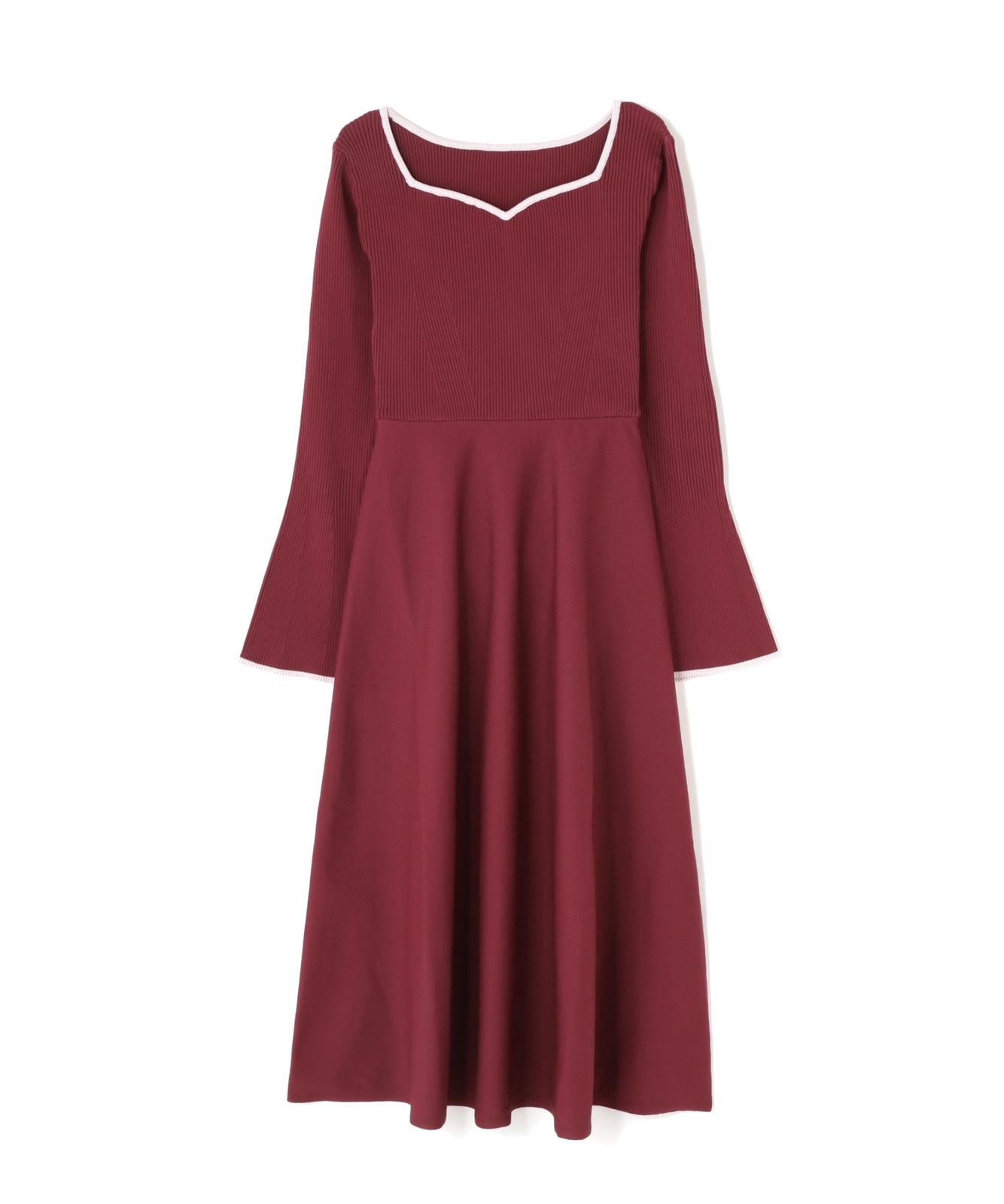 ナチュラルビューティーベーシック バイカラーハートネックニットワンピース