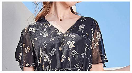 サマードレス 花プリントシルク生地