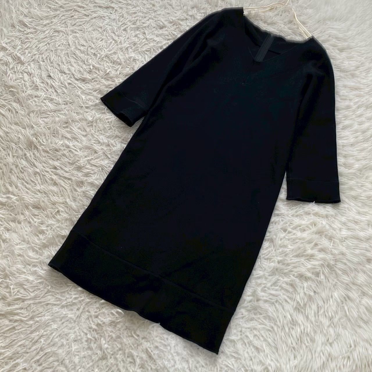 synchro x crossings Vネックワンピース ブラック 38 フォーマル