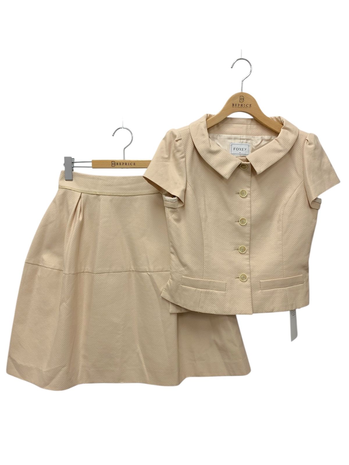フォクシーブティック Orangerie 34492 スカートスーツ 40 ベージュ コットン
