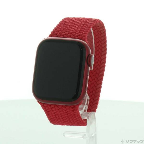 【お買い得，得価】 〔中古品〕 Apple Watch Series 7 GPS + Cellular 41mm (PRODUCT)REDアルミニウムケース レッドブレイデッドソロループ【352】 Apple Watch本体