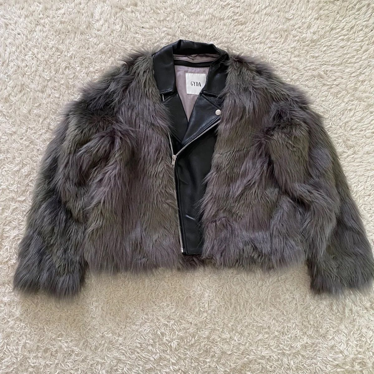 極美品♪ ジェイダ GYDA エコファー ライダースジャケット 2way ①極美品！GYDA ジェイダ レイヤードエコファーライダースジャケット