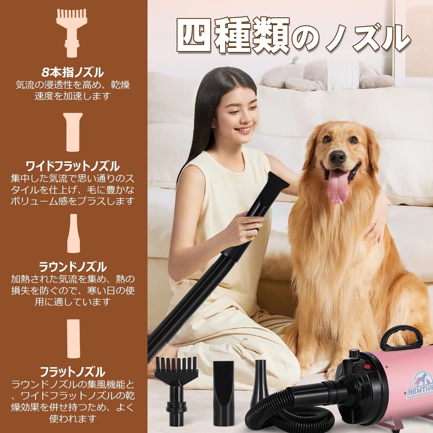 新品 NEWTRY ペットドライヤー 犬用 ペット用 ドライヤー ブロワー