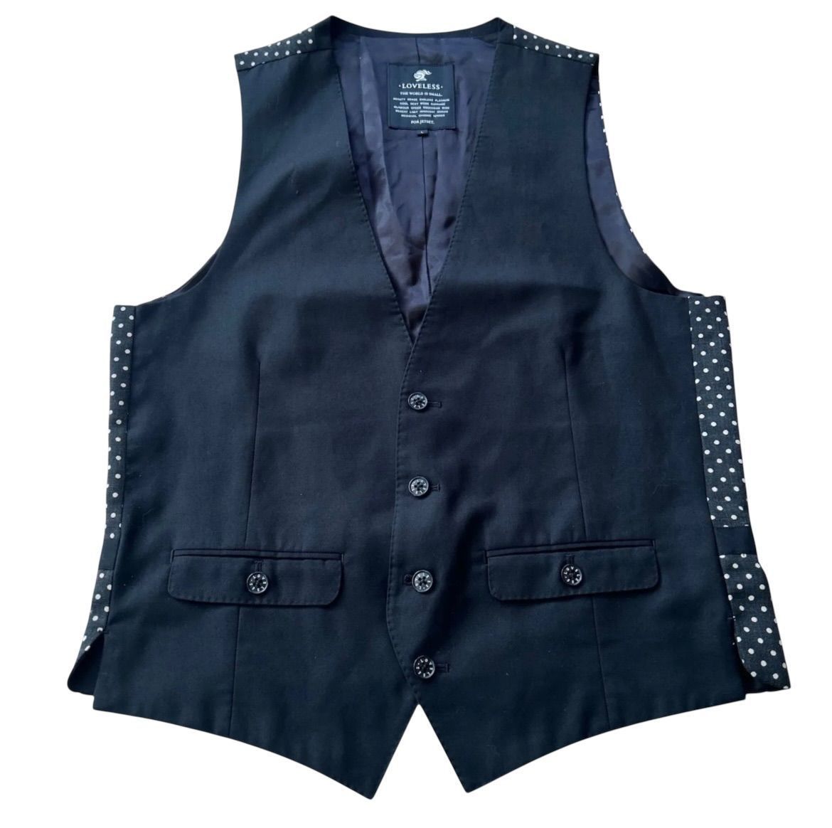 LOVELESS ラブレス ベスト ジレ ブラック Lサイズ ドット ロゴボタン