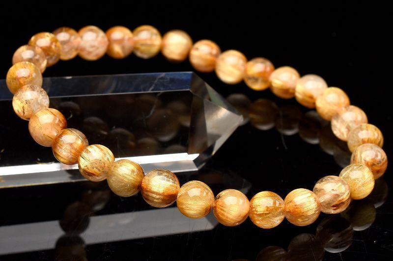  １点物 AA 迫力金針 ゴールドタイチンルチルクォーツ 6.5 mm ブレスレット パワーストーン 天然石 _U 8248 ブレスレット バングル アクセサリー