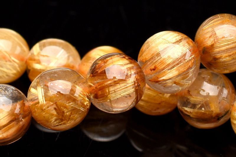 １点物 AA 迫力金針 ゴールドタイチンルチルクォーツ 6.5 mm ブレスレット パワーストーン 天然石 _U 8248