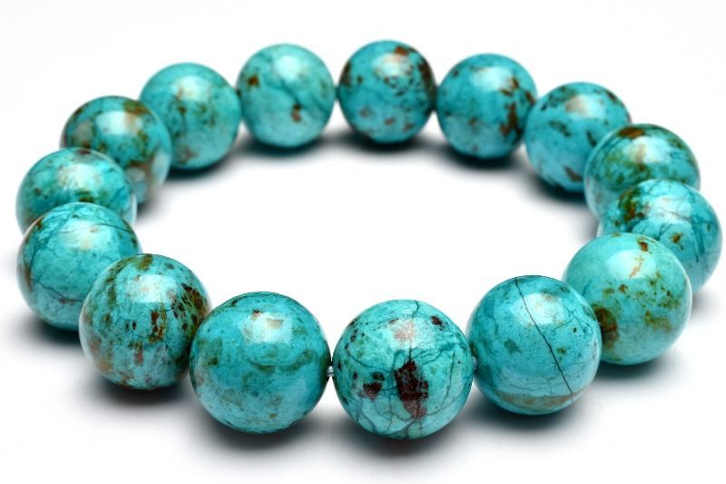  １点物 高発色 ペルー産 クリソコラ 14 mm ブレスレット パワーストーン 天然石 _MC 1913 ブレスレット バングル アクセサリー