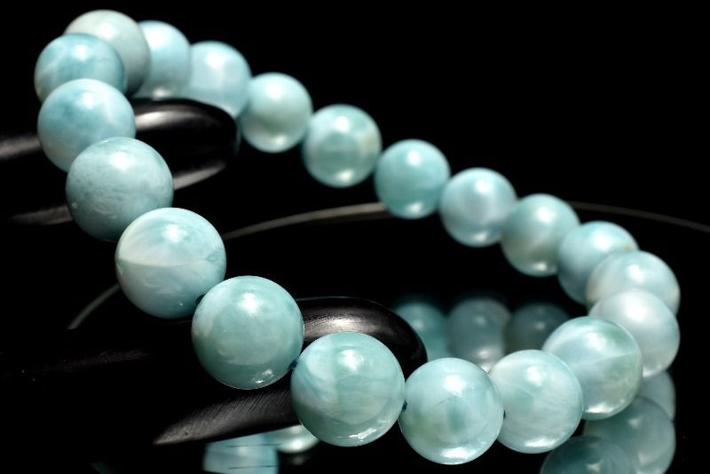 １点物 瑞々しい艶感 ラリマー 9 mm ブレスレット パワーストーン 天然石 _MC 2061